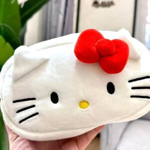 Cute hello kitty white oversized purse zipper pouch bag makeup pencil case holde